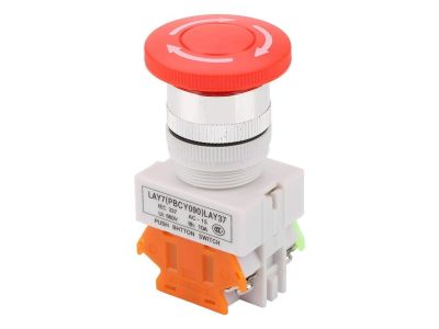 NO & NC Emergency Push EStop Button Mushroom Cap Stop Switch, LAY37, LAY7, 10A 660V, 22mm Hole Size,