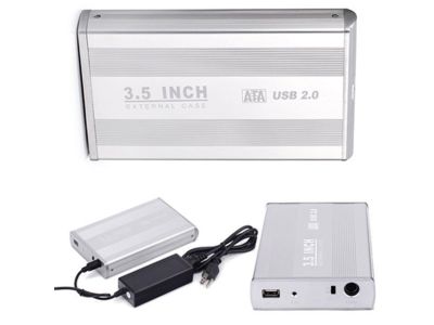 3.5 inch IDE HARD DRIVE CASE, EXTERNAL USB ENCLOSURE ET-H3501, Supports up to 500GB, External Power Supply Included, Aluminim Design, Silver, HDD