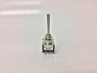 MINIATURE TOGGLE SWITCH, ON - OFF - (ON), Momentary(), DPDT, 6A 125V, BAT HANDLE, SOLDER TERMINALS, 32-240 OAK