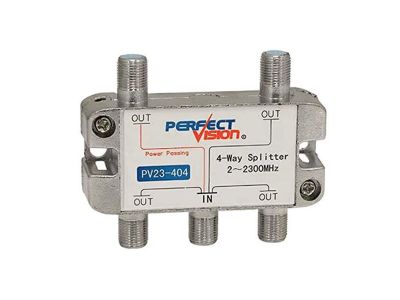 PERFECT VISION 4 FOUR WAY SPLITTER 1 PORT POWER PASSING PASIVE DIODE 2-2300MHZ