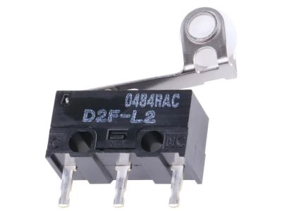Omron Microswitch Snap Action Switch with Roller, 3A@125V, Short Roller Lever, Omron D2F-L2