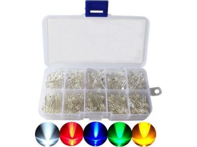 300Pcs 3mm 5mm LED Light Water Clear Colored White Yellow Red Blue Green Assortment Kit
