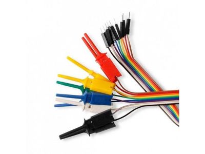 10pk Dupont Line Test Lead Logic Grabber Hook / Arduino Jumper Connector 24-26ga WIRE Pigtail, Prototype Breadboard, 10 Inches long