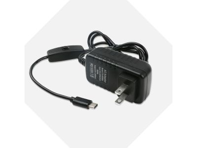 Raspberry Pi 4 Power Supply Adapter w/ ON-OFF Switch USB-C, USBC, C Type-C 5VDC 3.0A US Plug