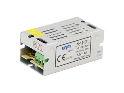 100-240VAC Input, 12VDC 1A Output POWER SUPPLY S-12-12, 12W LED Driver