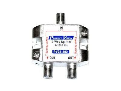 PERFECT VISION 2 TWO WAY SPLITTER 2-2300MHZ ALL PORTS POWER PASSING DIODE