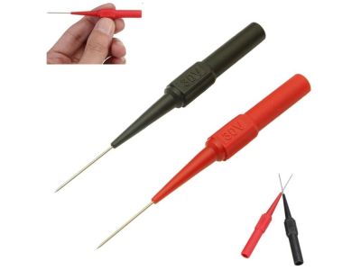 2pc Set Auto Piercing Extension Rigid Back Probe Pin Tips Mates with Fluke and other Banana Plug Cables 30V Rated