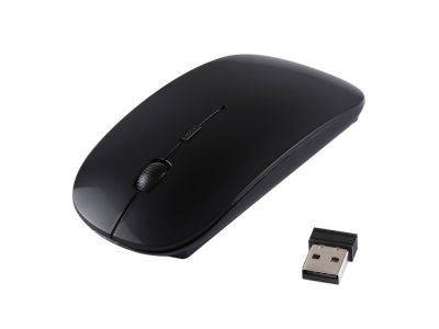 2.4GHz Wireless Ultra-thin Laser Optical Mouse with USB Mini Receiver, Black
