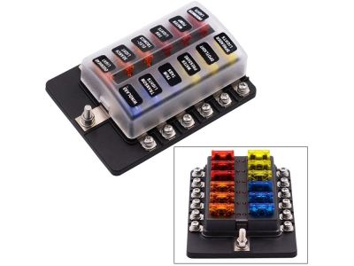 1 in 12 Out Fuse Block Box Screw Terminal ATO Holder with LED Warning Indicator for Auto Car Truck Boat
