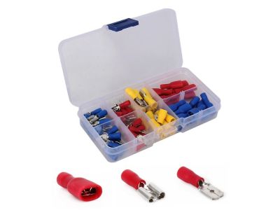 80PC Solderless Insulated Quick Slide Terminals Crimp Connectors Assortment Kit