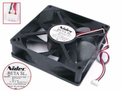 Nidec 24vDC FAN, .12A , 92mm Square x 25mm, Three Wire Fan w/ Connector RK2-2416