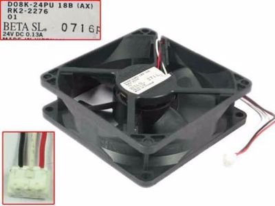Nidec Beta 24VDC .13A 80mmX80X25 Three Wire Fan with Connector, RK2-1378, RK2-2276, D08K-24TU