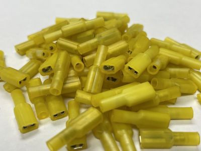 100PK Fully Insulated Female Quick Slide: 26-24 AWG, .110 inch mating tab, nylon, Yellow