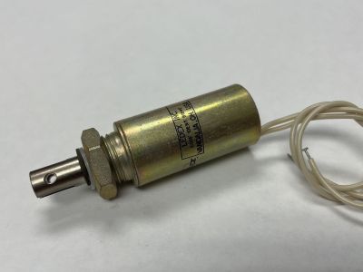 Ledex 174610-031 Fully enclosed cylindrical solenoid. Single magnetic coil. 30 Ohm 24VDC - 28VDC. Pull type actuator. 0.56 inch Mounting bushing diameter