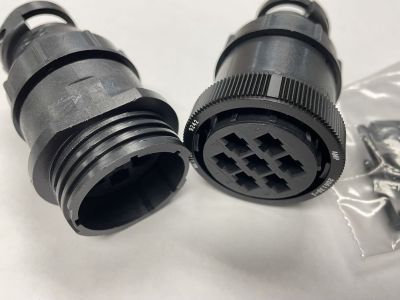 AMP CPC CIRCULAR PLASTIC CONNECTORS 7 POSITION PANEL MOUNT, 1 Set, Contacts not included, 206136-1, 206137-1, 2 Back Shells w/ strain Relief 206138-1, 66259-4 Male 66740-2 Female Contacts