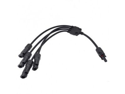 MC4 Solar Panel Y Cable 4 Way Splitter, Branch Cable, Female to 4 Males, 1Ft, 30A
