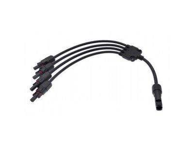 MC4 Solar Panel Y Cable 4 Way Splitter, Branch Cable, Male to 4 Females, 1Ft, 30A