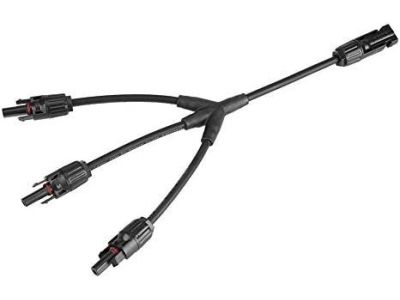 MC4 Solar Panel Y Cable 3 Way Splitter, Branch Cable, Male to 3 Females, 1Ft, 30A