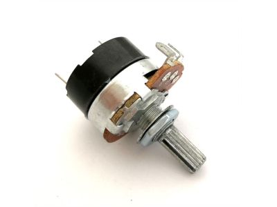 POTENTIOMETER with SWITCH 10K 2W, SPST, LINEAR, 1/4 Inch Fluted Spline Shaft