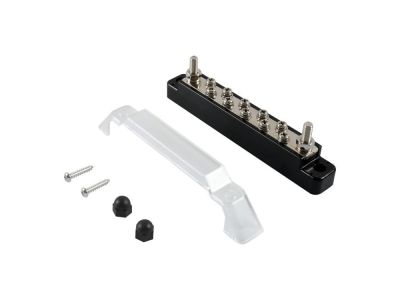 Black 10 Way Power Distribution Block, Terminal Studs, Buss Bar