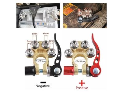 Automotive 4-way Quick Release Battery Terminal Set, Positive and Negative Lug with Hex Wrench