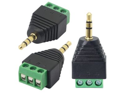 3.5mm Stereo 3 Conductor Plug / Male to Screw Terminals