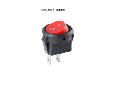 SPST MINI ROCKER SWITCH RED ON OFF 3A 125V 1A 250VAC 15mm ROUND HOLE, KCD11