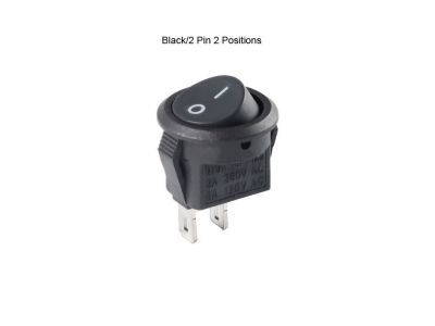 SPST MINI ROCKER SWITCH BLACK ON OFF 3A 125V 1A 250VAC 15mm ROUND HOLE, KCD11