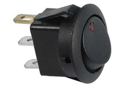 SPST ROCKER SWITCH ON OFF 20A 12VDC RED LIGHTED FOR 3/4 Inch ROUND HOLE, LAMP VOLTAGE 12VDC KCD1