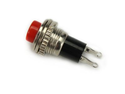 MINIATURE PUSH BUTTON SWITCH, 1A 125V , (ON) - OFF , Momentary(), Normally Open, SPST, SOLDER TERMINALS