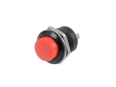 PUSH BUTTON SWITCH, 6A 125V , (ON) - OFF , Momentary(), Normally Open, SPST, SOLDER TERMINALS R13-507, Red