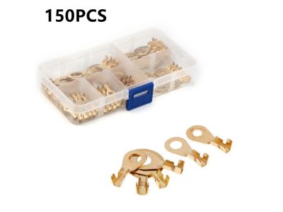 150PC Solderless Gold Ring Terminals Crimp Connectors Assortment Kit