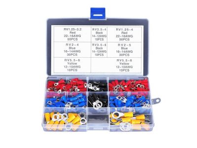 200PC Solderless Insulated Ring Terminal Crimp Connector Assortment Kit