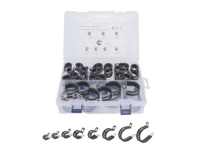 45pc Adel Rubber Cushioned Steel Cable Clamp Kit Set, 1/2 to 1-1/2 sizing.