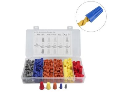 200PC Wire Nut Connectors Assortment Kit, Gray, Blue, Orange, Yellow, Red