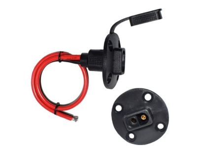 2 PIN MLD PANEL MOUNT CONNECTOR 12G WIRE Auto Pigtail, SAE, 12 inch Long