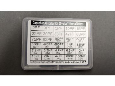 300pc 30 Different Values 2pF-0.1uF Ceramic Disc Capacitor Kit