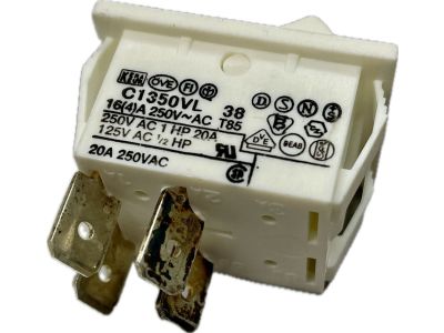 Arcolectric C1350VL DPST Rocker Switch, White, 20A 250VAC W25