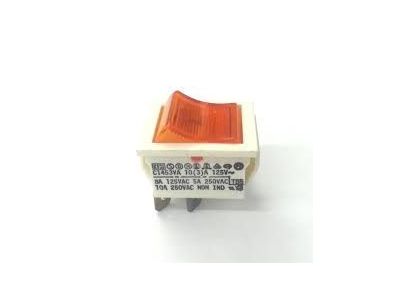 Arcolectric C1453VA Amber Rocker Switch DPST .25 Inch Terminals, 10A/250VAC, 8A/125VAC, 24x28mm, Amber