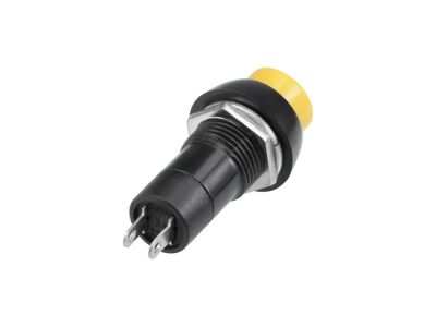 YELLOW PUSH BUTTON SWITCH 3A 125V 1A 250VAC MOMENTARY NORMALLY OPEN PBS-11, 12mm Hole Size