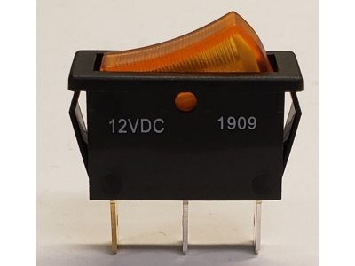 Arcolectric C5503WA C5503AR Amber Rocker Switch SPST .25 Inch Terminals, 20A 12VDC Light, 14x28mm, Amber W12