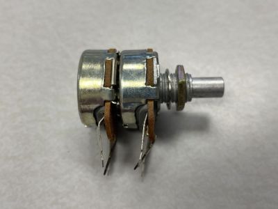 AW-5420 Dual Gang Potentiometer Solder PCB Leads 10 Ohm and 10 Ohm Linear 1/4 Inch Dia x Shaft 10mm Long.