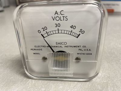 EMCO 0-50 AC VOLT PANEL METER 2 inch hole size, RF21/4C-6338