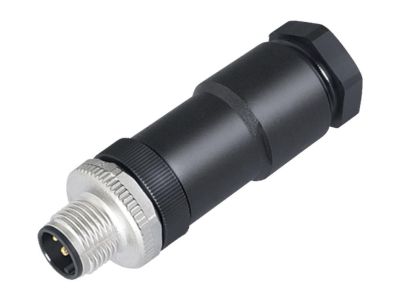 Binder M12-A Male cable connector, Contacts: 5, 8.0-10.0mm, unshielded, screw clamp, IP67, UL, VDE, power supply connector, W17