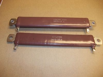 SURPLUS 15 Ohm 75 Watt Power Resistor, 7 1/4 inch X 1 1/8 inch X 3/78 MEMCOR OR75-15 OHM