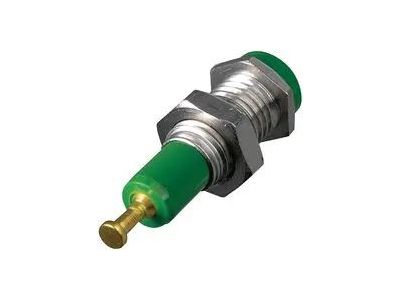 Green Panel Mount Test Point, Tip Jack, .25 inch Mounting hole size.