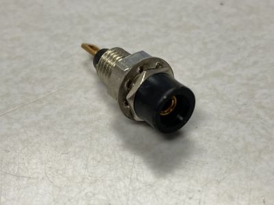 Black Panel Mount Test Point, Tip Jack, .25 inch Mounting hole size.