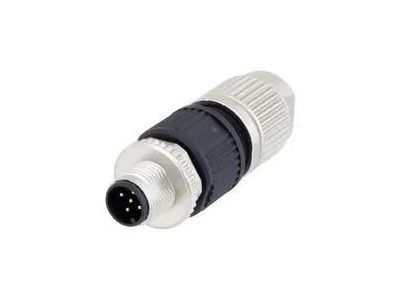 L-COM M12FT5AM Sensor Connector, M12, Male, 5 Positions, Crimp Pin, Straight Cable Mount, W17