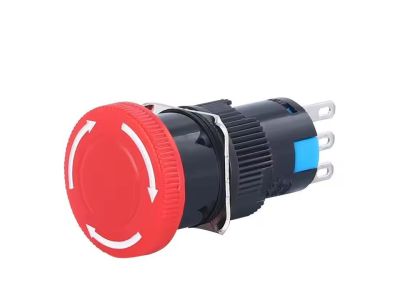 Normally Closed Emergency Push EStop Button Mushroom Cap Stop Switch, LAY16, LA16, 5A 220V, 15mm Hole Size, 24mm Button.
