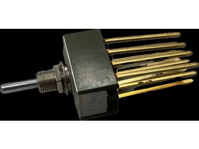 MINIATURE TOGGLE SWITCH, ON - OFF - ON, 4PDT, 6A 125V, BAT HANDLE, WIRE WRAP TERMINALS, Cutler Hammer